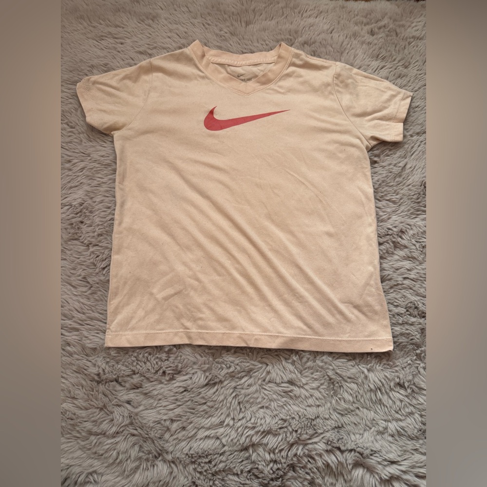 Nike Cream Tee with Red Swoosh